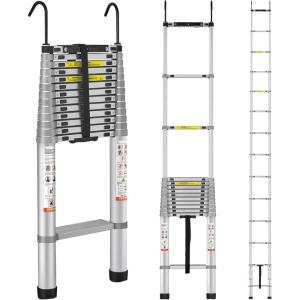 imageVEVOR Telescoping Ladder 203FT Aluminum Lightweight Extension Ladder MultiButton Retraction Collapsible Ladder 375 LBS Capacity with NonSlip Feet Portable Compact Ladders for Home RV Loft185 Ft