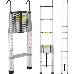 imageVEVOR Telescoping Ladder 203FT Aluminum Lightweight Extension Ladder MultiButton Retraction Collapsible Ladder 375 LBS Capacity with NonSlip Feet Portable Compact Ladders for Home RV Loft15 feet