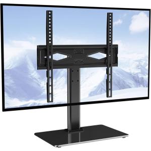 imageVEVOR Universal TV Mount for 3255 inch TVs Height Adjustable Swivel Stand with Tempered Glass Base for Bedroom Living Room3255inch