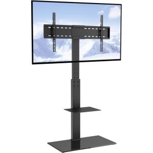 imageVEVOR Universal TV Mount for 3255 inch TVs Height Adjustable Swivel Stand with Tempered Glass Base for Bedroom Living Room3285inch