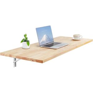 imageVEVOR Wall Mounted Folding Table 315quot x 236quot Wall Mount Drop Leaf Table Floating Desk with Iron Bracket for Small Spaces Home Office Dining Laundry Room Kitchen Bar WhiteWooden 472 x 197