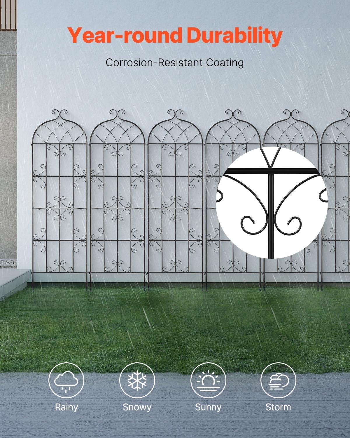 imageVEVOR 60 x 15 in Rustproof Metal Garden Flower Trellis Outdoor Climbing Rose ampamp Cucumber Support Decorative Tall Clematis Trellis for Courtyards ampamp Lawns71Hx 20W