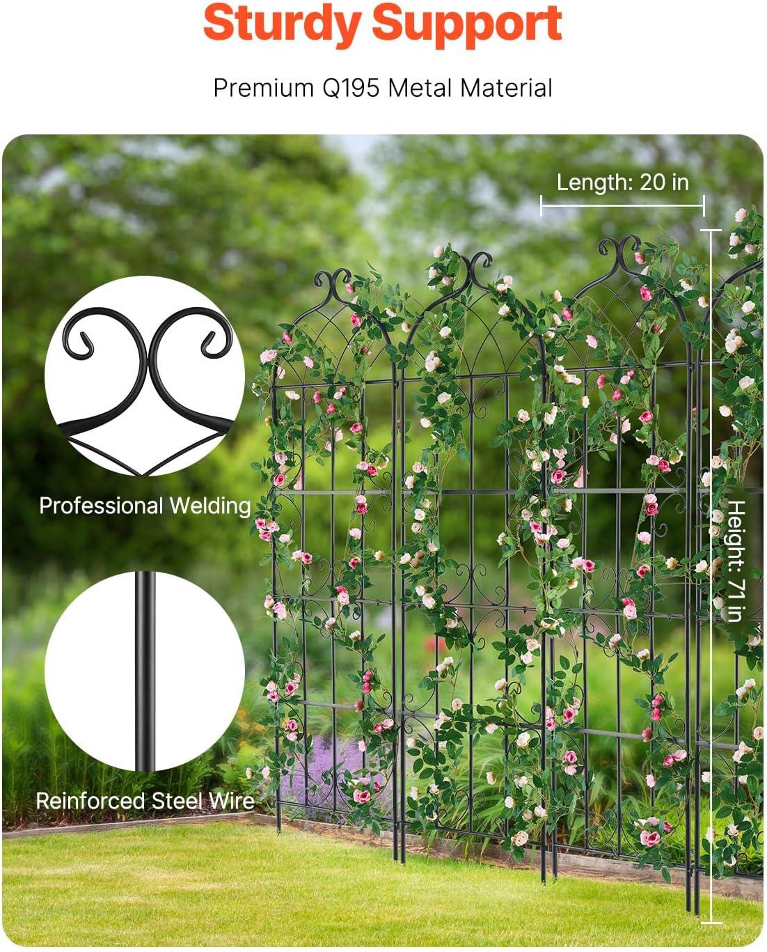 imageVEVOR 60 x 15 in Rustproof Metal Garden Flower Trellis Outdoor Climbing Rose ampamp Cucumber Support Decorative Tall Clematis Trellis for Courtyards ampamp Lawns71Hx 20W