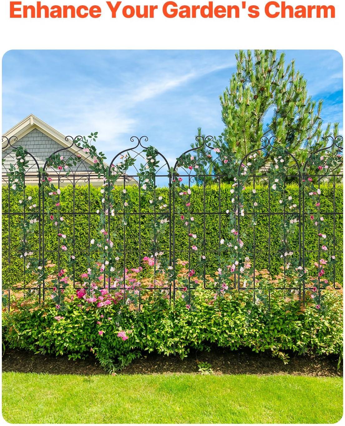 imageVEVOR 60 x 15 in Rustproof Metal Garden Flower Trellis Outdoor Climbing Rose ampamp Cucumber Support Decorative Tall Clematis Trellis for Courtyards ampamp Lawns71Hx 20W