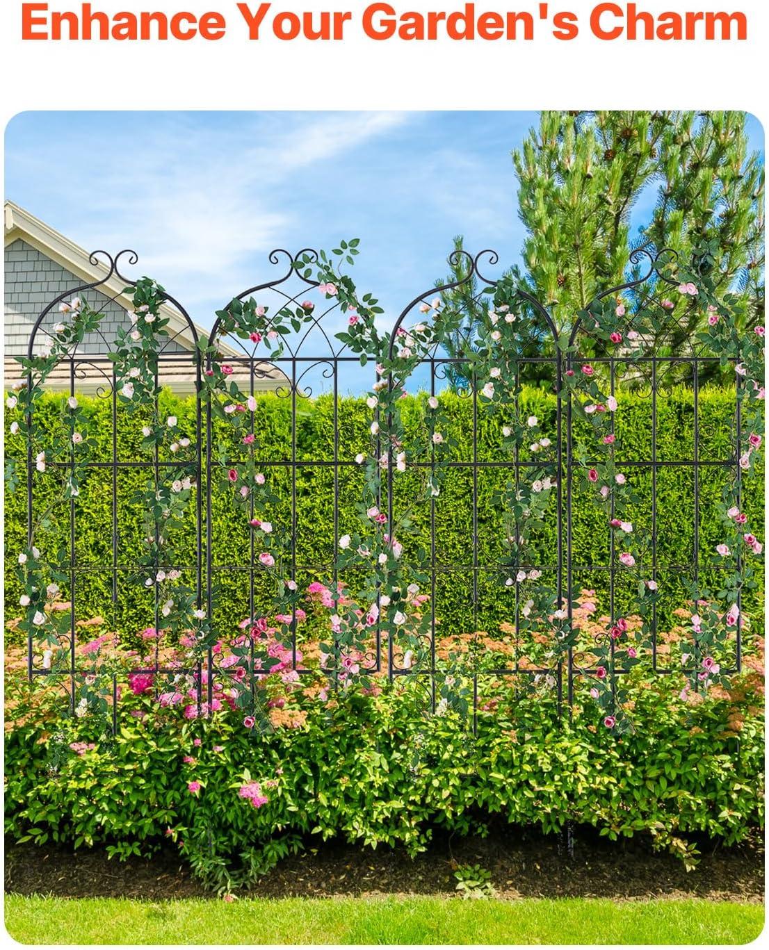 imageVEVOR 60 x 15 in Rustproof Metal Garden Flower Trellis Outdoor Climbing Rose ampamp Cucumber Support Decorative Tall Clematis Trellis for Courtyards ampamp Lawns71Hx 20W