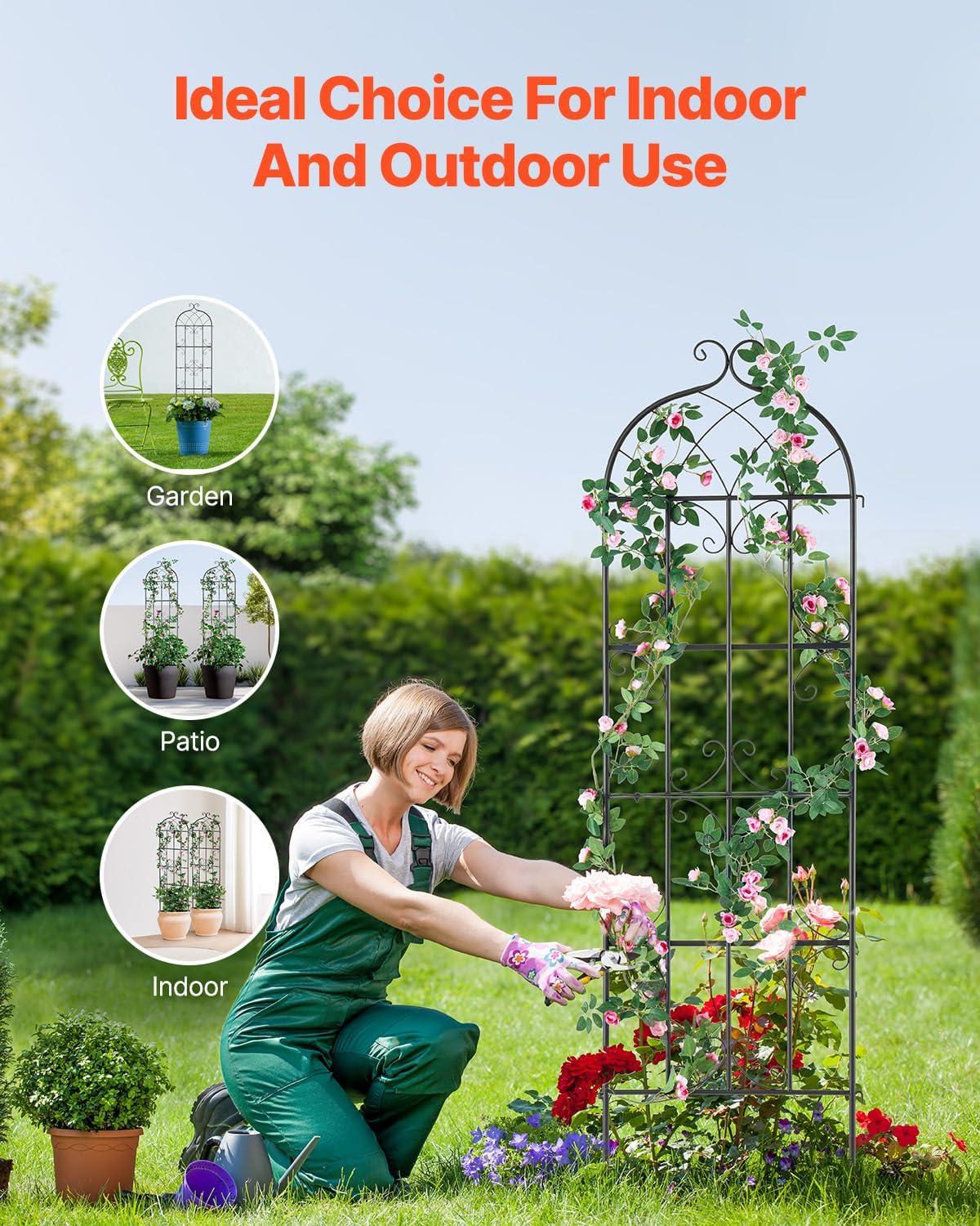 imageVEVOR 60 x 15 in Rustproof Metal Garden Flower Trellis Outdoor Climbing Rose ampamp Cucumber Support Decorative Tall Clematis Trellis for Courtyards ampamp Lawns71Hx 20W