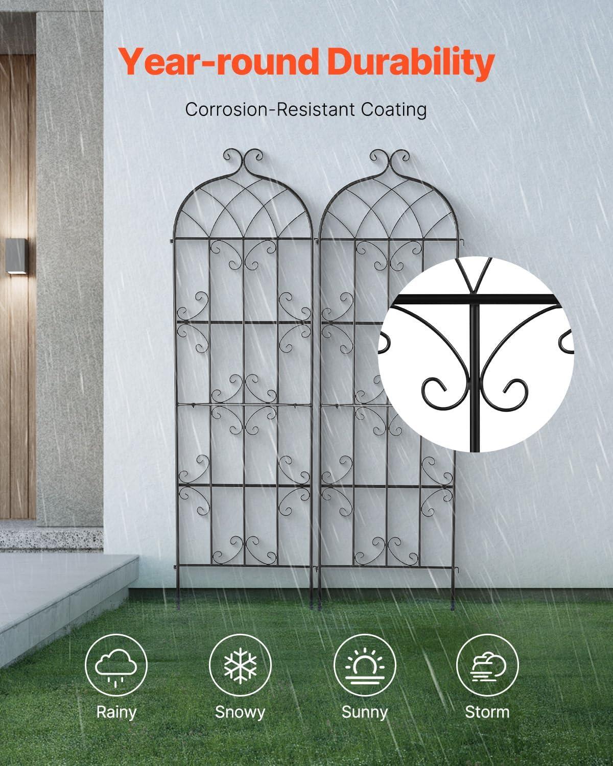 imageVEVOR 60 x 15 in Rustproof Metal Garden Flower Trellis Outdoor Climbing Rose ampamp Cucumber Support Decorative Tall Clematis Trellis for Courtyards ampamp Lawns71Hx 20W