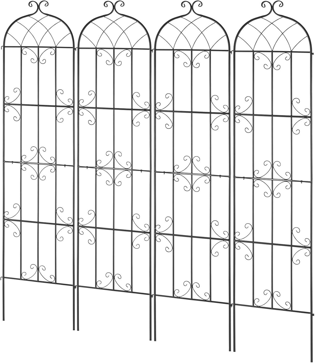 imageVEVOR 60 x 15 in Rustproof Metal Garden Flower Trellis Outdoor Climbing Rose ampamp Cucumber Support Decorative Tall Clematis Trellis for Courtyards ampamp Lawns87H x 20W