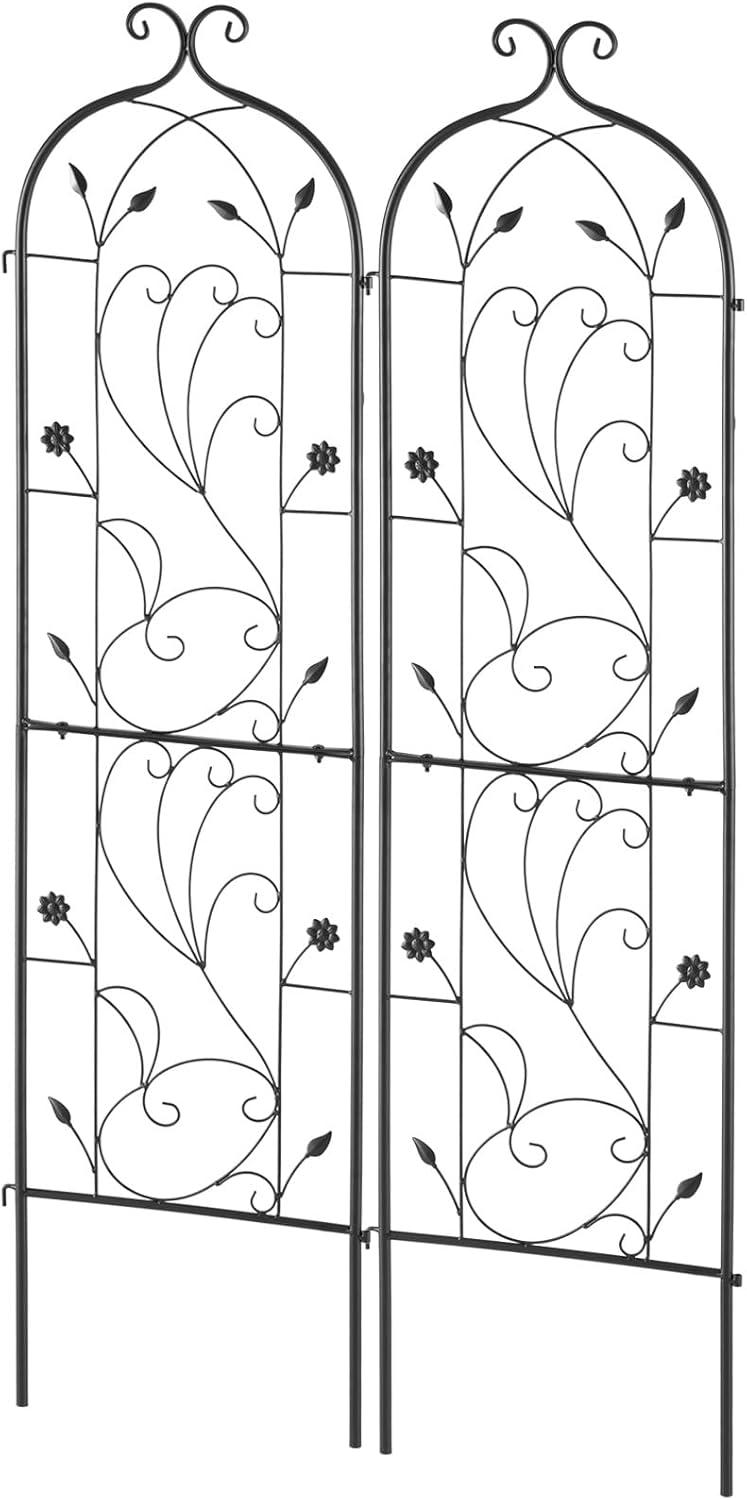 imageVEVOR 60 x 15 in Rustproof Metal Garden Flower Trellis Outdoor Climbing Rose ampamp Cucumber Support Decorative Tall Clematis Trellis for Courtyards ampamp Lawns60H x 15W