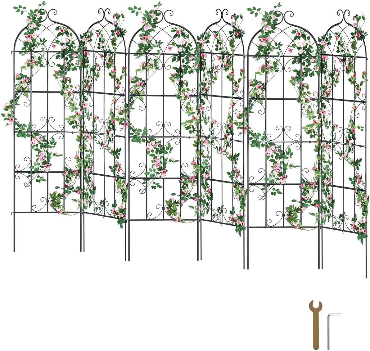 imageVEVOR 60 x 15 in Rustproof Metal Garden Flower Trellis Outdoor Climbing Rose ampamp Cucumber Support Decorative Tall Clematis Trellis for Courtyards ampamp Lawns71Hx 20W