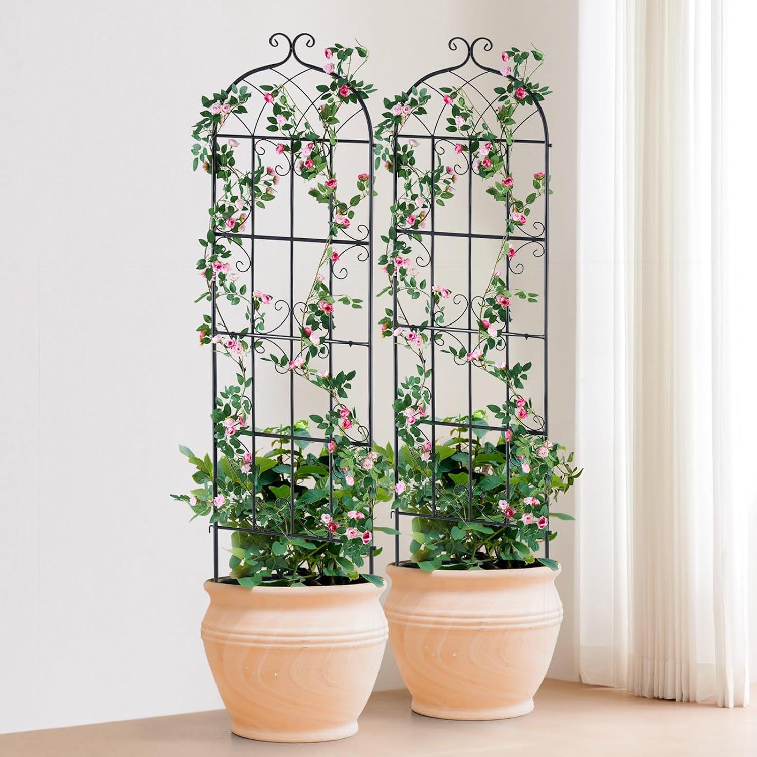 imageVEVOR 60 x 15 in Rustproof Metal Garden Flower Trellis Outdoor Climbing Rose ampamp Cucumber Support Decorative Tall Clematis Trellis for Courtyards ampamp Lawns71Hx 20W