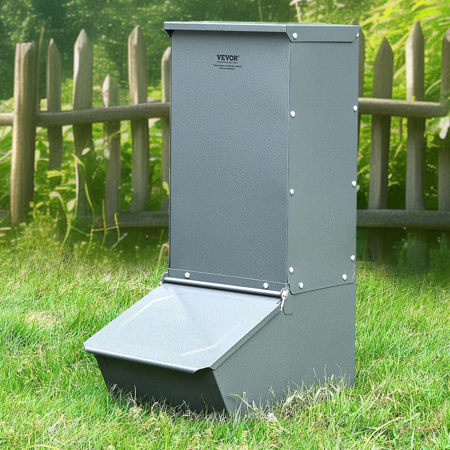 imageVEVOR Hog Feeder 37 Bushel Capacity Double Door Pig Feeder Heavy Duty Steel Piglets Feeder Multipurpose Trough Creep Feeder Outdoor Livestock Feeder Farm Accessory for Feeding up to 8 Hogs22 Bushel