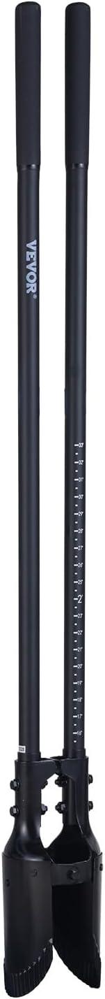 imageVEVOR Post Hole Digger Heavy Duty Post Hole Digger with Carbon Steel Handle Manual Hole Digger with Scale Markings and Metal Blade Post Hole Digger Tool for Digging Gardening Outdoors 575InchFiberglass