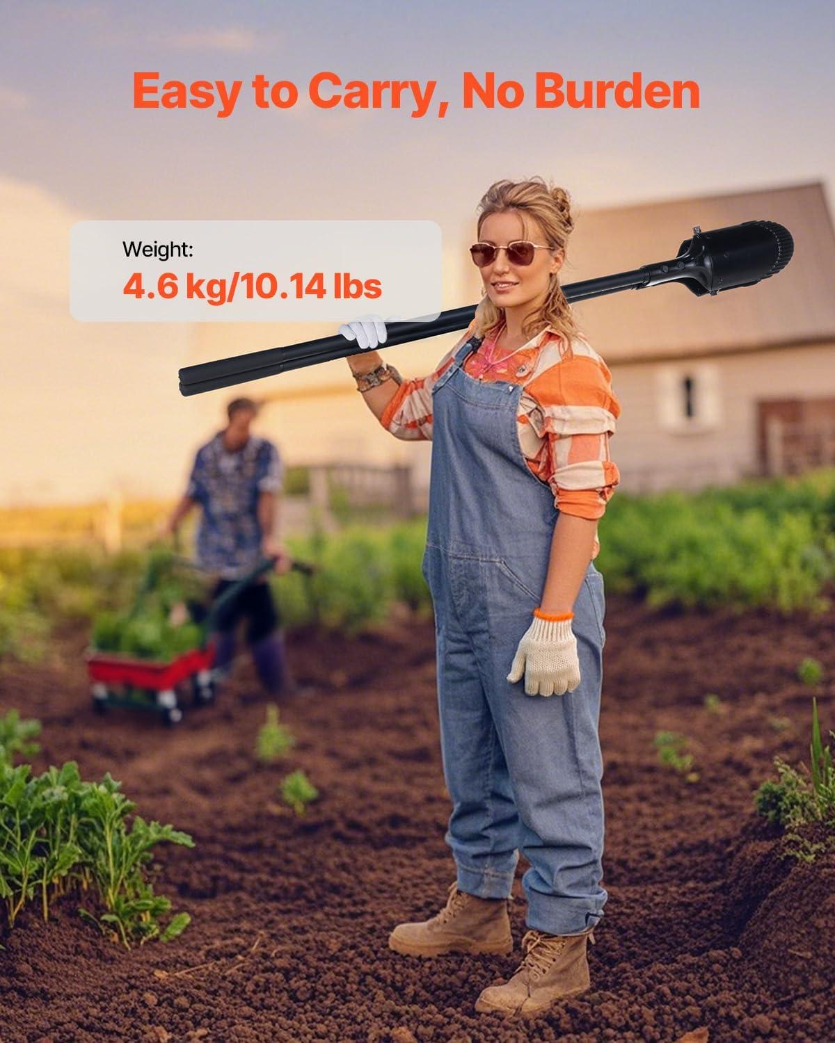 imageVEVOR Post Hole Digger Heavy Duty Post Hole Digger with Carbon Steel Handle Manual Hole Digger with Scale Markings and Metal Blade Post Hole Digger Tool for Digging Gardening Outdoors 575InchFiberglass