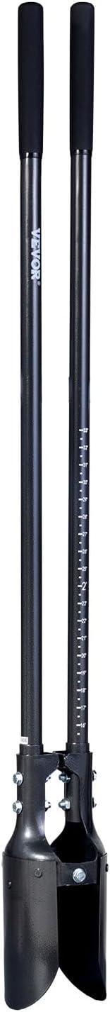 imageVEVOR Post Hole Digger Heavy Duty Post Hole Digger with Carbon Steel Handle Manual Hole Digger with Scale Markings and Metal Blade Post Hole Digger Tool for Digging Gardening Outdoors 575InchCarbon Steel