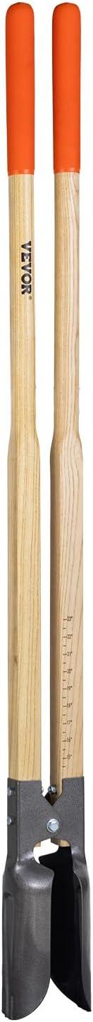 imageVEVOR Post Hole Digger Heavy Duty Post Hole Digger with Carbon Steel Handle Manual Hole Digger with Scale Markings and Metal Blade Post Hole Digger Tool for Digging Gardening Outdoors 575InchHardwood