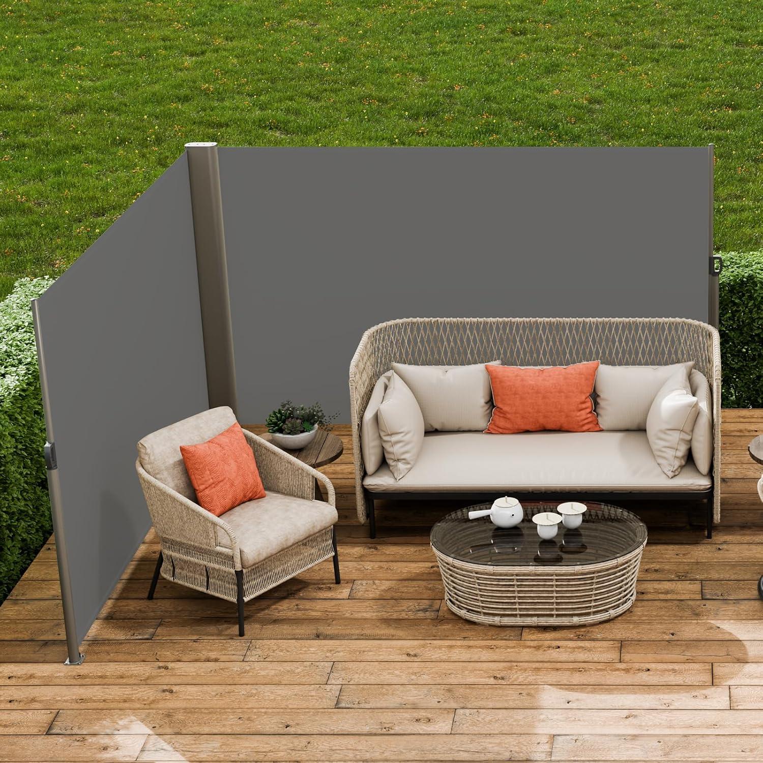 imageVEVOR Retractable Side Awning UV 50 71x 236 Full Aluminum RustProof Patio Sunshine Screen 280 g Thicken Privacy Divider ampamp Wind Screen for Courtyard Balcony Roof Terraces and Pools BlackGray