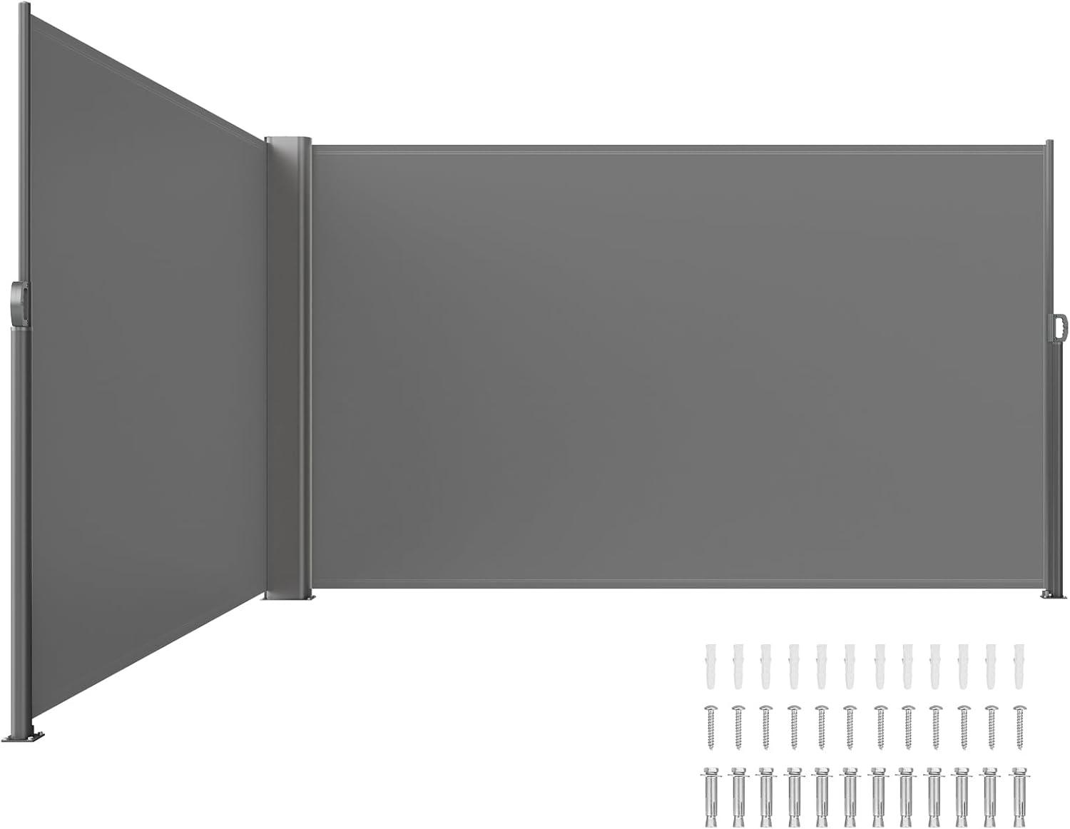 imageVEVOR Retractable Side Awning UV 50 71x 236 Full Aluminum RustProof Patio Sunshine Screen 280 g Thicken Privacy Divider ampamp Wind Screen for Courtyard Balcony Roof Terraces and Pools BlackGray