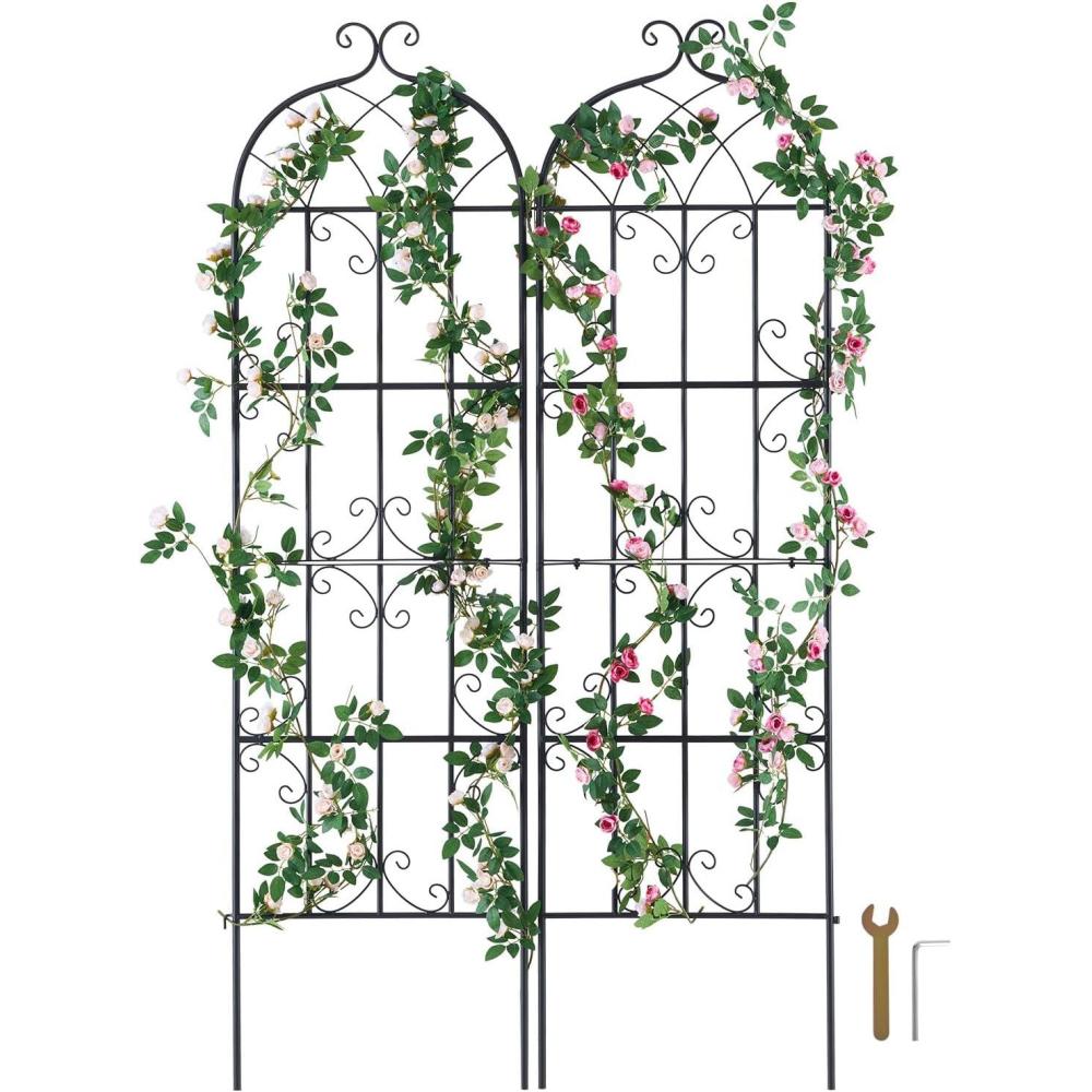 imageVEVOR 60 x 15 in Rustproof Metal Garden Flower Trellis Outdoor Climbing Rose ampamp Cucumber Support Decorative Tall Clematis Trellis for Courtyards ampamp Lawns71Hx 20W