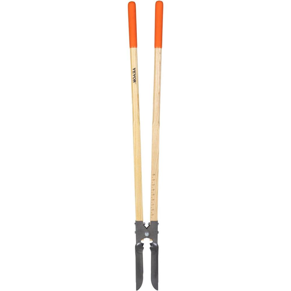 imageVEVOR Post Hole Digger Heavy Duty Post Hole Digger with Carbon Steel Handle Manual Hole Digger with Scale Markings and Metal Blade Post Hole Digger Tool for Digging Gardening Outdoors 575InchHardwood
