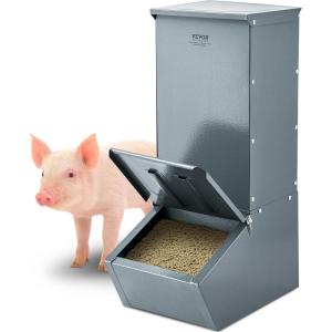 imageVEVOR Hog Feeder 37 Bushel Capacity Double Door Pig Feeder Heavy Duty Steel Piglets Feeder Multipurpose Trough Creep Feeder Outdoor Livestock Feeder Farm Accessory for Feeding up to 8 Hogs22 Bushel