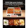 imageVEVOR Commercial Food Warmer 1500W Electric Stainless Steel Steam Food Warmer Fast Heating Countertop Buffet Bain Marie with Four 13 Size Food Pans for Catering Restaurants Parties ampamp Buffets613Pan15CM Depth