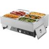 imageVEVOR Commercial Food Warmer 1500W Electric Stainless Steel Steam Food Warmer Fast Heating Countertop Buffet Bain Marie with Four 13 Size Food Pans for Catering Restaurants Parties ampamp Buffets613Pan15CM Depth