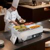 imageVEVOR Commercial Food Warmer 1500W Electric Stainless Steel Steam Food Warmer Fast Heating Countertop Buffet Bain Marie with Four 13 Size Food Pans for Catering Restaurants Parties ampamp Buffets613Pan15CM Depth