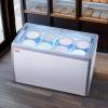 imageVEVOR Commercial Ice Cream Display Case 131 Cuft Chest Freezer Mobile Glass Top Deep Freezer Restaurant Gelato Dipping Cabinet with 8 Large Tubs 2 Sliding Glass Doors Locking Casters White