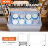 imageVEVOR Commercial Ice Cream Display Case 131 Cuft Chest Freezer Mobile Glass Top Deep Freezer Restaurant Gelato Dipping Cabinet with 8 Large Tubs 2 Sliding Glass Doors Locking Casters White