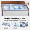 imageVEVOR Commercial Ice Cream Display Case 131 Cuft Chest Freezer Mobile Glass Top Deep Freezer Restaurant Gelato Dipping Cabinet with 8 Large Tubs 2 Sliding Glass Doors Locking Casters White