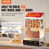 imageVEVOR Hot Dog Machine 36 L 2Tier Hot Dog Steamer for 200 Hotdogs ampamp 42 Buns 1200W Electric Bun Warmer Cooker with Rotary Knob Temp Display36 L