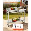 imageVEVOR Stainless Steel Utility Sink Free Standing Single Bowl Commercial Kitchen Sink with Faucet Utility Left Basin Workbench with Hot ampamp Cold Water Pipe for Garage Restaurant Laundry 47x197x37 in47 Left Drainboard with Casters
