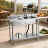 imageVEVOR Stainless Steel Utility Sink Free Standing Single Bowl Commercial Kitchen Sink with Faucet Utility Left Basin Workbench with Hot ampamp Cold Water Pipe for Garage Restaurant Laundry 47x197x37 in39inch Left Drainboard with Drawer