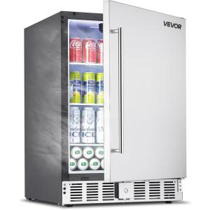 imageVEVOR 24Inch Outdoor Beverage Refrigerator 150 QT Builtin Drink Fridge 056 kWhDay EnergyEfficient Cooler with 304 Stainless Steel Door Holds 180 Cans for Outdoor Kitchen Home Bar PatioSingle Door Refrigerator