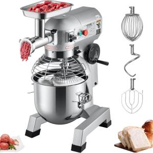 imageVEVOR Commercial Food Mixer 85Qt Capacity 450W Dual Rotating Dough Kneading Machine with Foodgrade Stainless Steel Bowl Security Shield ampamp Timer Included Baking Equipment for Restaurant Pizzeria20Qt