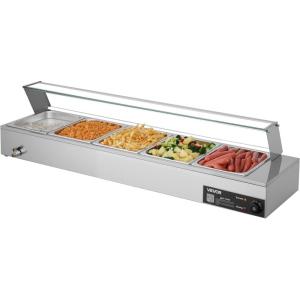 imageVEVOR Commercial Food Warmer 1500W Electric Stainless Steel Steam Food Warmer Fast Heating Countertop Buffet Bain Marie with Four 13 Size Food Pans for Catering Restaurants Parties ampamp Buffets512Pan