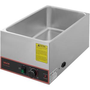 imageVEVOR Commercial Food Warmer 1500W Electric Stainless Steel Steam Food Warmer Fast Heating Countertop Buffet Bain Marie with Four 13 Size Food Pans for Catering Restaurants Parties ampamp BuffetsFull Size Pan