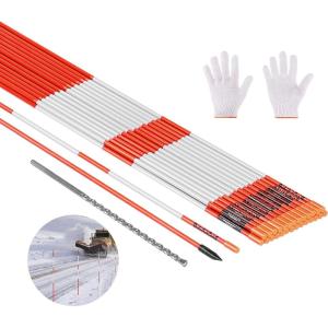 imageVEVOR Driveway Markers 100 PCS 48 inch 031 inch Diameter Orange Fiberglass Poles Snow Stakes with Reflective Tape 12quot Steel Drill Bit ampamp Protection Gloves for Parking Lots14 Inch
