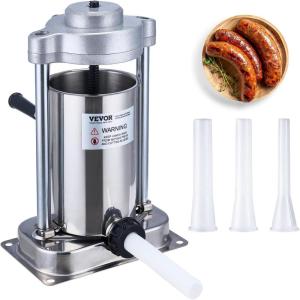 imageVEVOR Manual Sausage Stuffer 2 L  5 LBS Vertical Sausage Machine with Gtype Clamp FoodGrade 304 Stainless Steel Barrel with 2 Stuffing Tubes for Home Kitchen Restaurant Commercial2 L  5 LBS