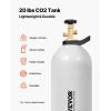 imageVEVOR CO2 Tank 10 lbs New Aluminum Alloy Cylinder CO2 Air Tank with Light Spray Coating CGA320 Valve Handle ampamp Adjustable Pressure DOT Approved Cylinder for Draft Beer Dispensing20 lbs with builtin siphon