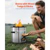 imageVEVOR Camping Rocket Stove Wood Burning Portable Rocket Stove with Carrying Bag for Backpacking Stainless Steel Single Door Burn Wood Twigs or Sticks for Outdoor Cooking Backyard Camp Cooking