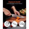 imageVEVOR Kitchen Knife Set with Block and Sharpener 15 Piece German High Carbon Stainless Steel Knife Set Kitchen Cutlery with PP Ergonomic Handle Sharpening Rod and Wooden Block for Home CooksBlade Stainless Steel Silver Handle Stainless Steel Silver Knife Block Walnut Color