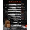 imageVEVOR Kitchen Knife Set with Block and Sharpener 15 Piece German High Carbon Stainless Steel Knife Set Kitchen Cutlery with PP Ergonomic Handle Sharpening Rod and Wooden Block for Home CooksBlade Stainless Steel Silver Handle Stainless Steel Silver Knife Block Walnut Color