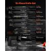 imageVEVOR Kitchen Knife Set with Block and Sharpener 15 Piece German High Carbon Stainless Steel Knife Set Kitchen Cutlery with PP Ergonomic Handle Sharpening Rod and Wooden Block for Home CooksBlade Black Handle Black Knife Block Black