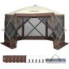 imageVEVOR Pop up Gazebo Screen Tent 12 x 12 ft Large 6Sided Camping Canopy Tent with Removable Top ampamp Carry Bag QuickSet ampamp BiteProof Screen House Sun Shelter for 810 Persons Backyard Patio BrownBrown