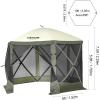 imageVEVOR Pop up Gazebo Screen Tent 12 x 12 ft Large 6Sided Camping Canopy Tent with Removable Top ampamp Carry Bag QuickSet ampamp BiteProof Screen House Sun Shelter for 810 Persons Backyard Patio BrownArmy Green