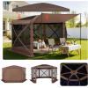 imageVEVOR Pop up Gazebo Screen Tent 12 x 12 ft Large 6Sided Camping Canopy Tent with Removable Top ampamp Carry Bag QuickSet ampamp BiteProof Screen House Sun Shelter for 810 Persons Backyard Patio BrownBrown