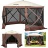 imageVEVOR Pop up Gazebo Screen Tent 12 x 12 ft Large 6Sided Camping Canopy Tent with Removable Top ampamp Carry Bag QuickSet ampamp BiteProof Screen House Sun Shelter for 810 Persons Backyard Patio BrownBrown