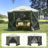 imageVEVOR Pop up Gazebo Screen Tent 12 x 12 ft Large 6Sided Camping Canopy Tent with Removable Top ampamp Carry Bag QuickSet ampamp BiteProof Screen House Sun Shelter for 810 Persons Backyard Patio BrownArmy Green